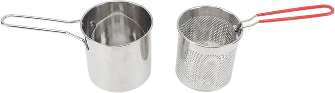 Mini Frituurpan - Compacte Friteuse - Snacks Bereiden - 304 Roestvrij Staal - N.v.t. - Zilver