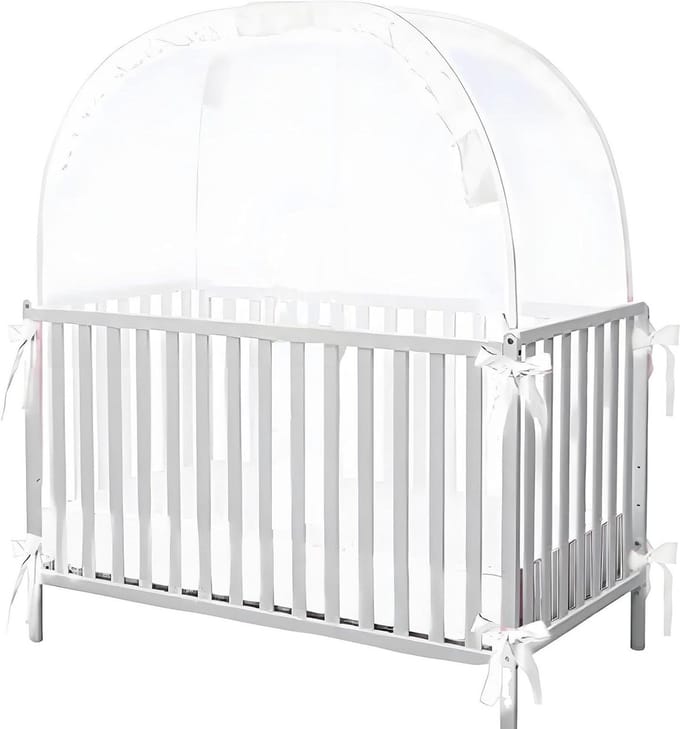 Baby Bed Tent - Slaapkoepel Wieg - Veilige Rust - Ademend Mesh - 70x130x140cm - Wit