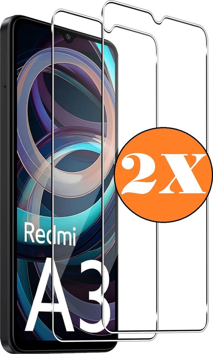 Screenprotector Geschikt voor Xiaomi Redmi A3 Beschermglas - Screen protector gehard glas - 2 Stuks