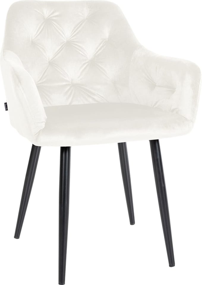CLP Stanley Eetkamerstoel - Met armleuning - Velvet - Fluweel - creme