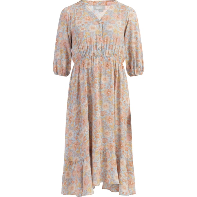 usha midi-jurk Dames Blauw Veelkleurig