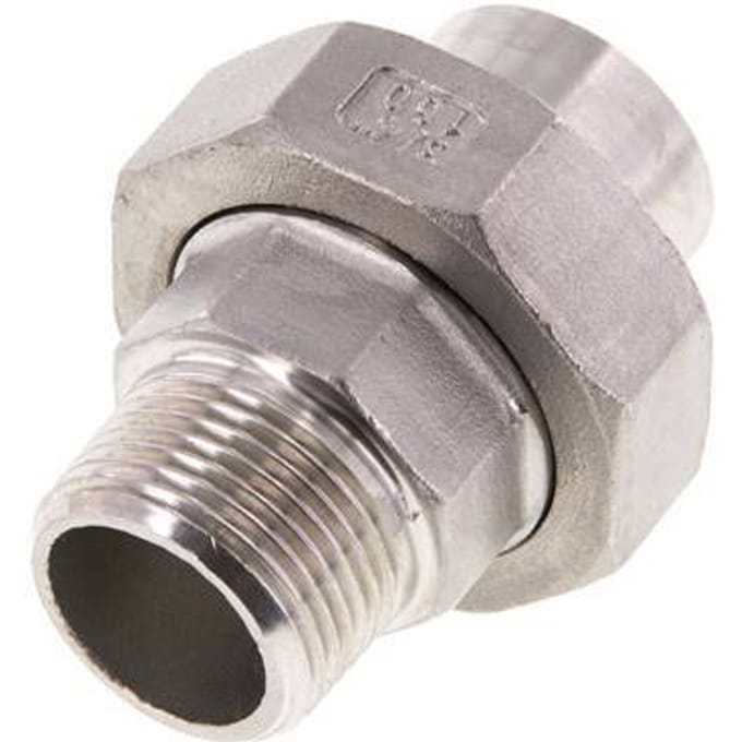 Rechte Aansluiting R3/4'' Buitendraad X 26.9mm Laseinde RVS Conische Afdichting 16bar