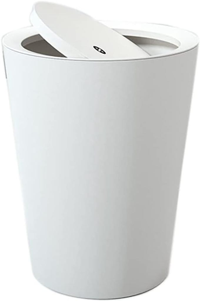 Prullenbak - Papiermand - Huishoudelijk Gebruik - Schudden Deksel - 28.5 x 23 x 16.5cm - Wit