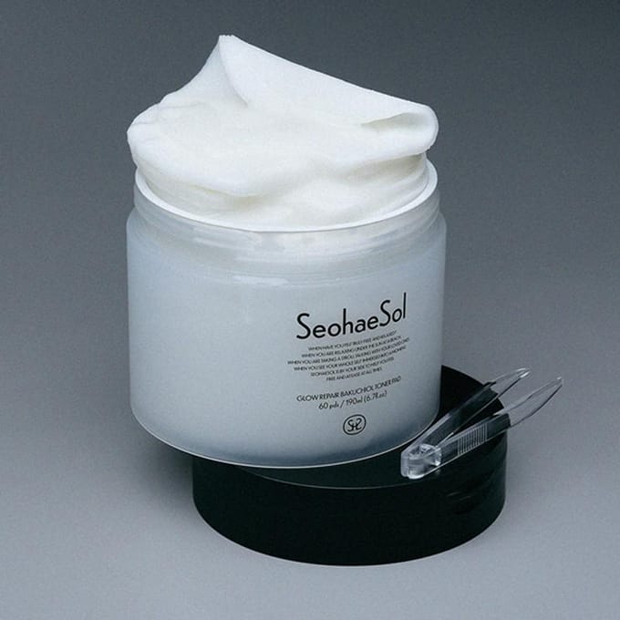 [SeohaeSol] Glow Repair Bakuchiol Toner Pad 190ml 60ST black