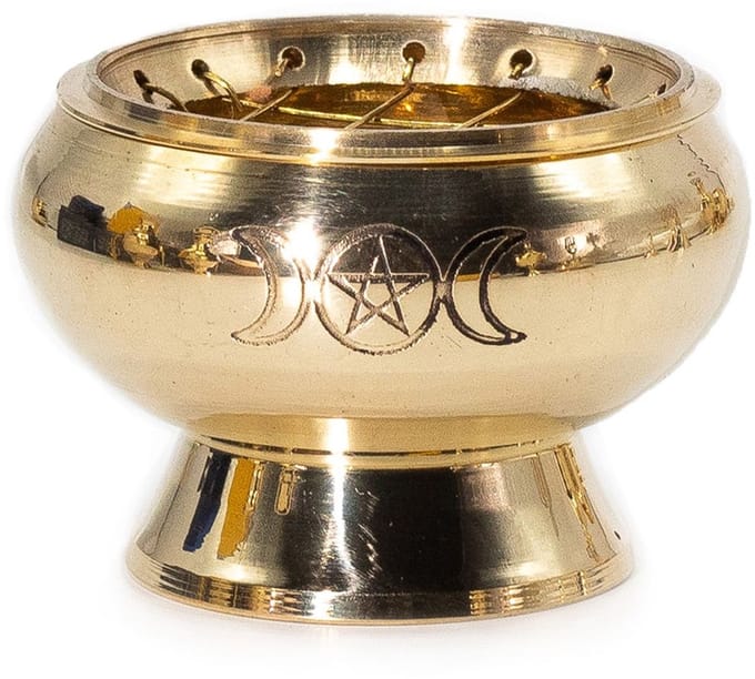 Charcoal Incense Jar - Triple Moon Pentagram