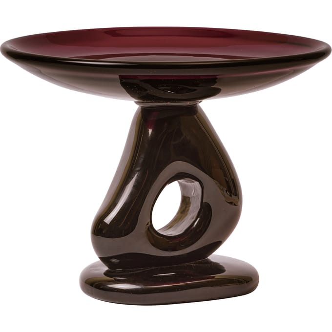 Ferm Living Damo glazen middenstuk - dark grape - Ø30 cm