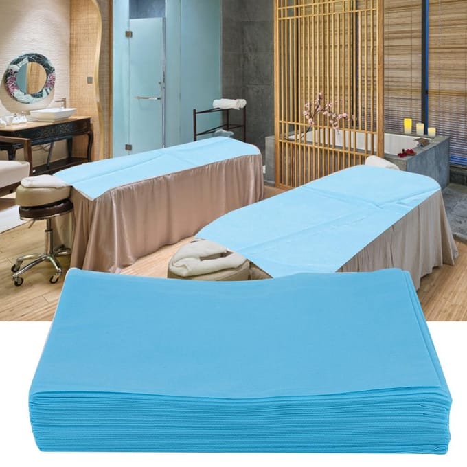 Drap de lit jetable imperméable et résistant à l'huile pour salon, spa, tatouage, table de massage, hôtels (Bleu) blue