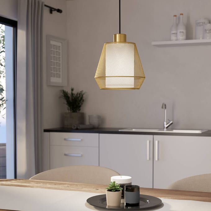 EGLO Ciudadela Hanglamp - E27 - Ø 18 cm - Zwart|Goud|Wit - Staal|Textiel