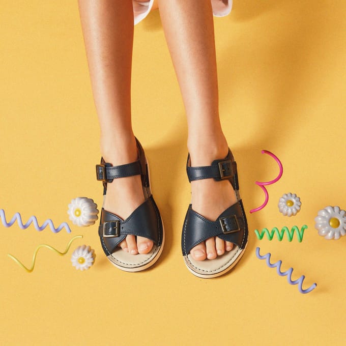 PlaysunReef K. Navy Leren Sandalen