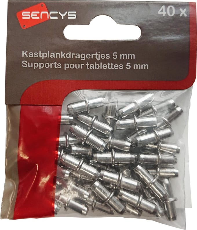 SENCYS kastplankdrager 5mm vernikkeld metaal 40 stuks
