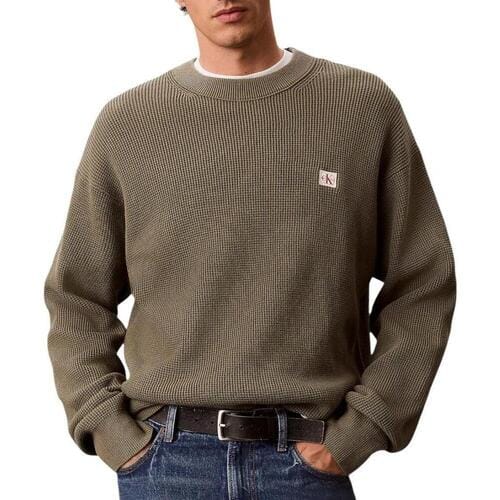 Calvin Klein Long Sleeve Easy Cotton Waffle Dusty Olive Taglia: S | Maglioni a maglia Outlet | Uomo | Verde