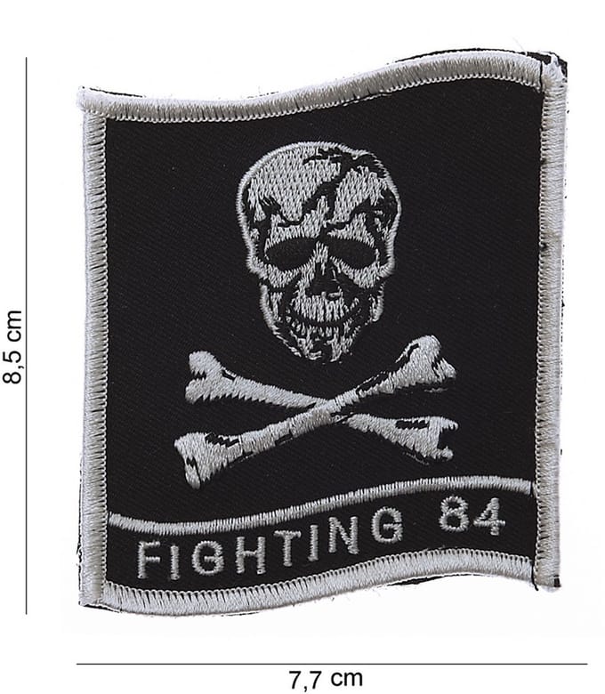 Embleem stof Fighting 84 skull met klittenband