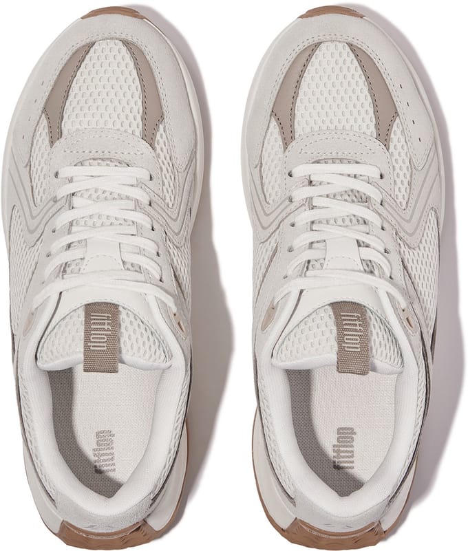 FitFlop FitFlop F-Mode Flow Suede/Mesh/Leather Flatform Sneakers WIT - Maat 37