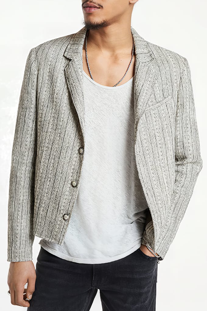 John Varvatos Short Jacket With Welt Chest Pkt Angled Black/white Größe: 50 | Leichte Jacken Outlet | Herren | Weiß