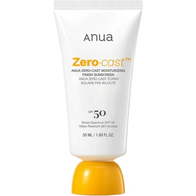 Anua Crème + Lotion Zero-Cast Moisturizing Finish Sunscreen SPF 50+ Vochtinbrengende crème Dames 50 ml