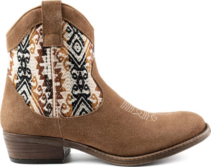 Inkkas, Desert Western Boot, Dames, Enkellaars, Suede, Old Western Print, Rubberzool, Maat 41