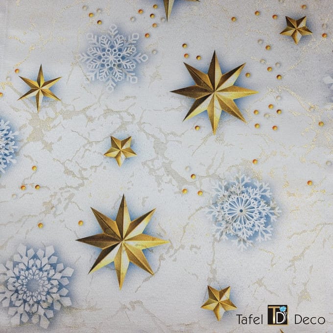 Tafel-Deco Kerst tafelloper ecru met een 3D print 50 x 190 cm