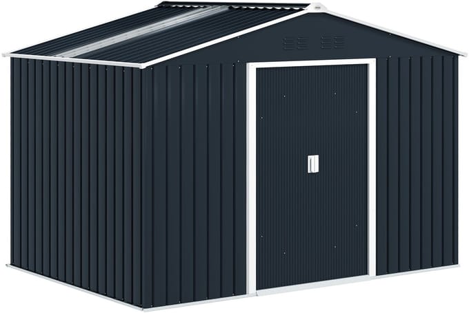 Outsunny-Gerätehaus-Stahl-277L x 195B x 192H cm-Dunkelgrau