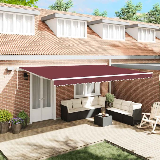 vidaXL - Uitschuifbare - luifel - Bordeauxrood - 500 - × - 300 - cm