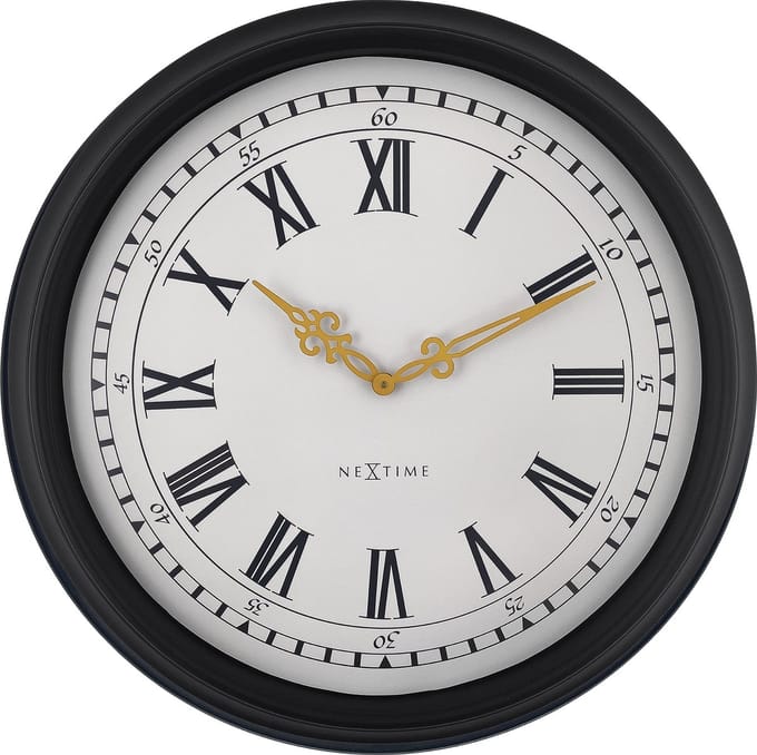 NeXtime Chopin Large – Wandklok – 76 cm – Plastic – Zwart/Grijs – Stil