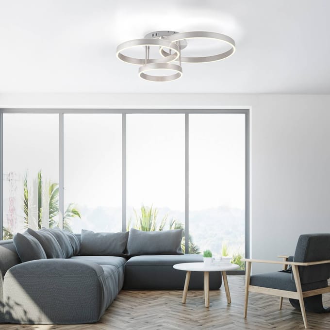 JUST LIGHT. GmbH LED plafondlamp Lilluti, zilver, ijzer, aluminium, 3 ringen
