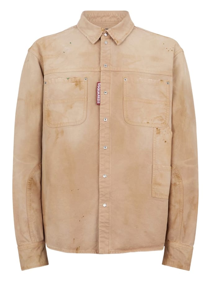 Dsquared2 beige shirt man vervaagd effect