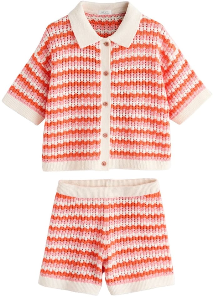 Next - Meisjes - Gebreid overhemd en short - Oranje