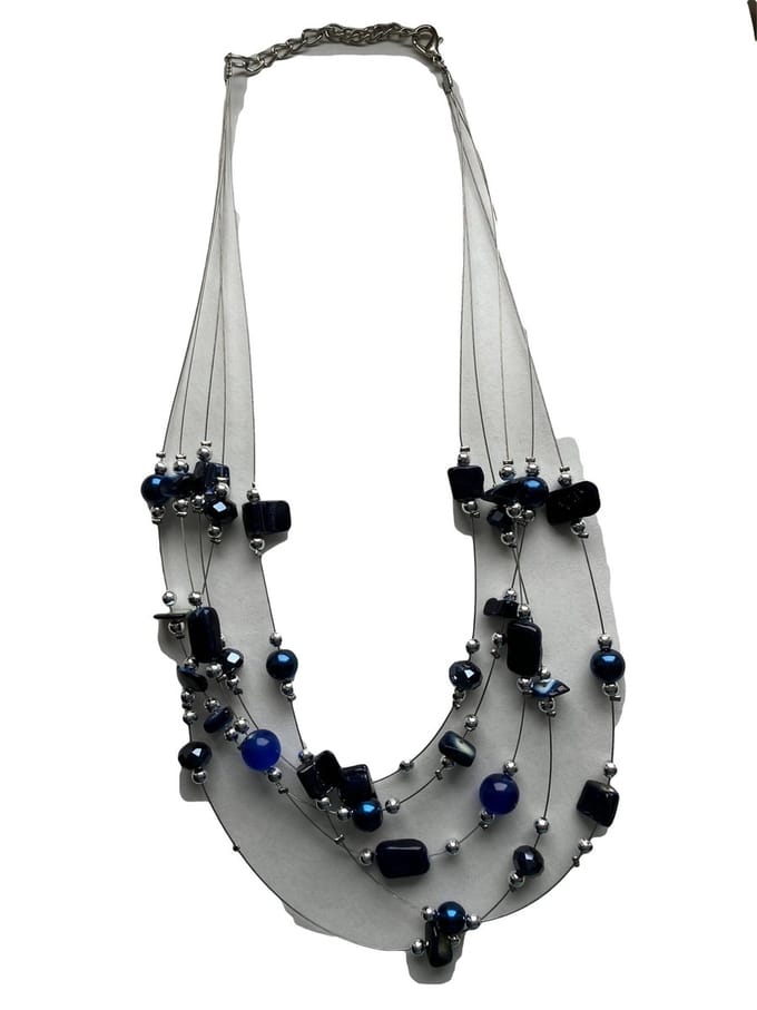 Petra's Sieradenwereld - Ketting laagjes blauw (008)