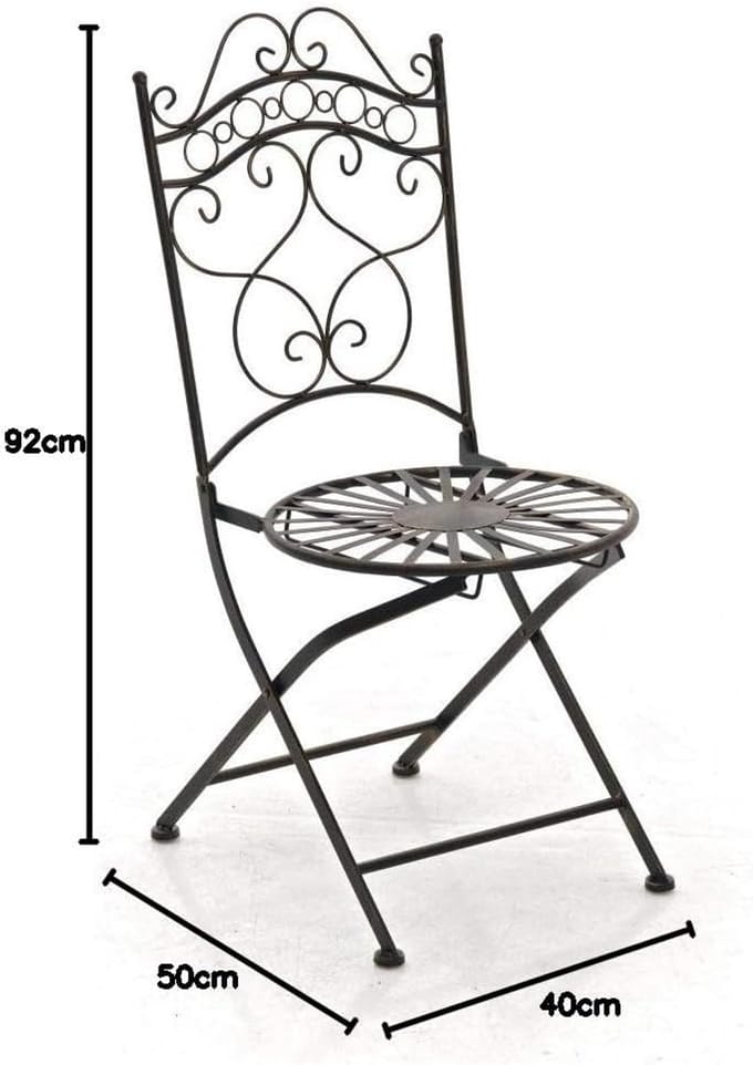 Tuinstoel Metaal - Klapstoel Nostalgisch - Buiten Zitten - Sierlijk Design - 92 cm - Brons