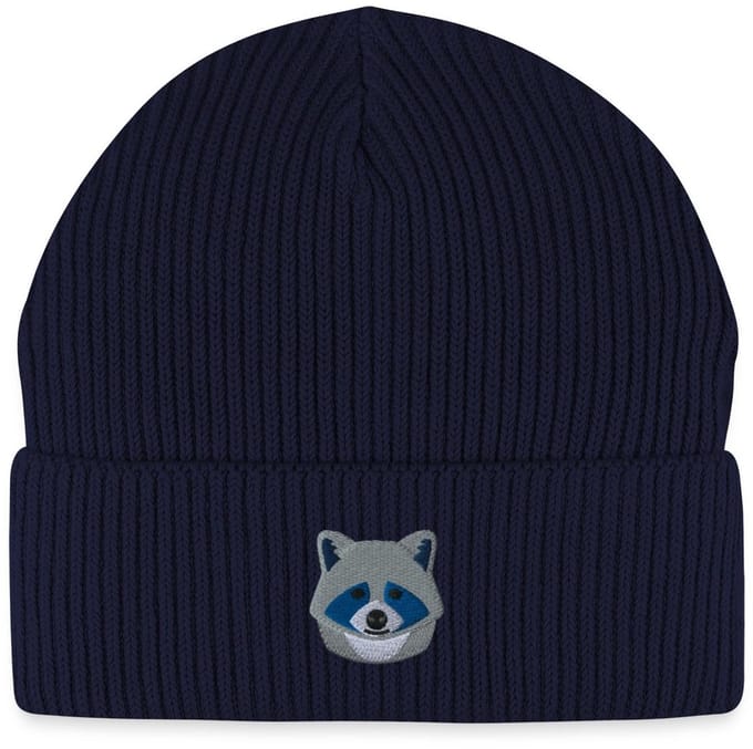 Geborduurde Wasbeer Kop Uniseks Bio Fisherman Beanie