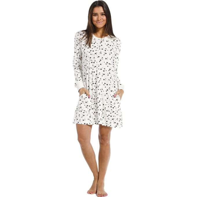 Rebelle  - Maat 42 - All over Hearts Vrouwen Nachthemd - Ivory