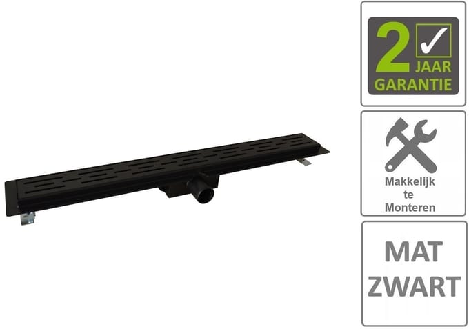 BWS Douchegoot Flens Met Uitneembaar Sifon 70x7x6.7cm RVS Mat Zwart