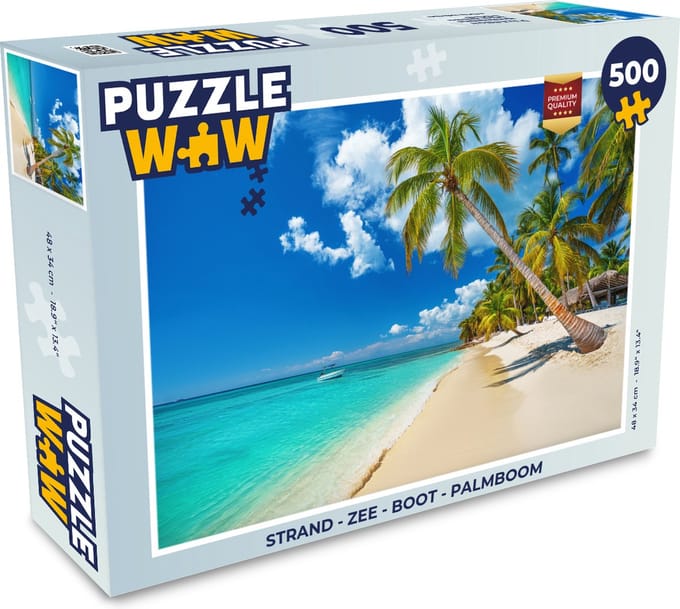 Puzzel Strand - Zee - Boot - Palmboom - Legpuzzel - Puzzel 500 stukjes
