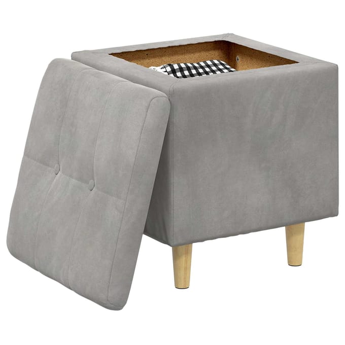 vidaXL - Ottoman - met - opslag - Lichtgrijs - 40 - x - 40 - x - 45 - cm - Fluweel