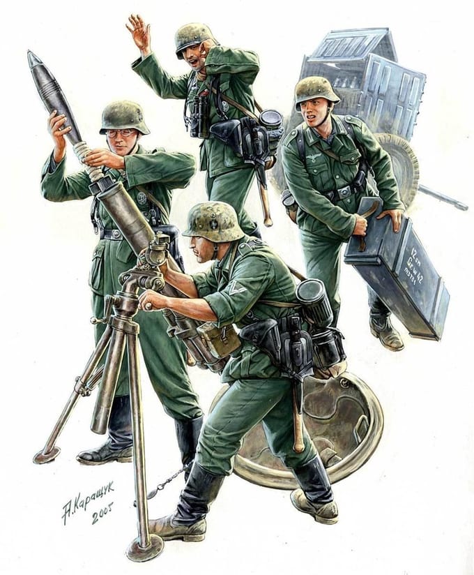 Zvezda Modelbouwpakket Militaire voertuigen - 3583 German 120-mm Mortar 42 with Trailer and Crew Plastic - 1:35 - Modelbouw