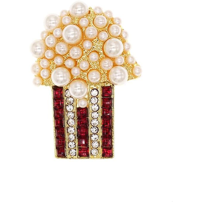 Broche Maïs Mignonne d'Été Ins Tendance Broches Strass Rubis Perles Accessoires Épingle beige
