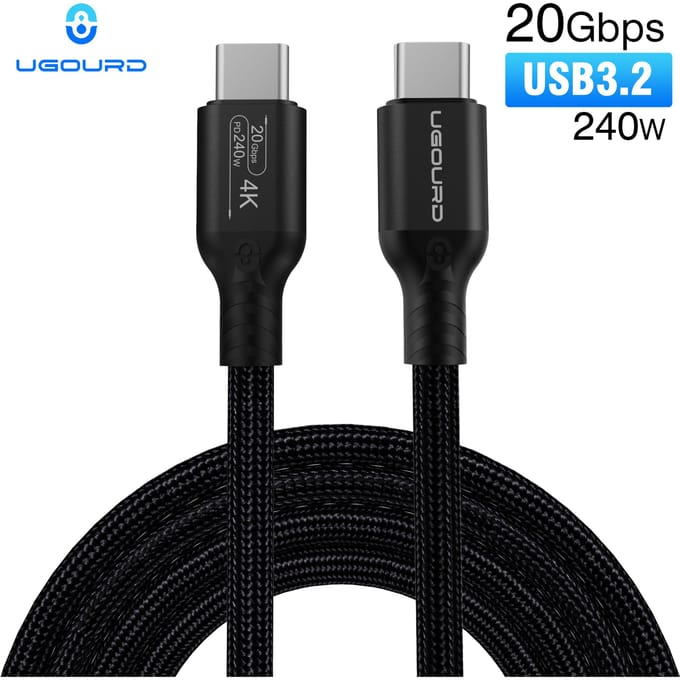 UGOURD Usb3.2 Gen 2*2 Full-Function Kabel 20Gbps Type C Naar C Kabel Pd 240W Avondmaal Snel Opladen Voor Telefoon Laptop Macbook Pro Ipad Iphone