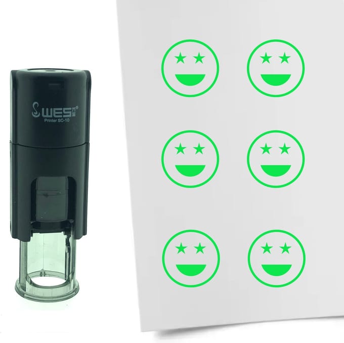 CombiCraft Stempel Smiley Trots 10mm rond - Groene inkt
