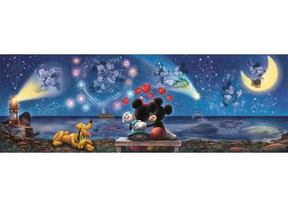 Clementoni - Puzzel - 1000 Stukjes - Panorama Mickey & Minnie - Compact Box