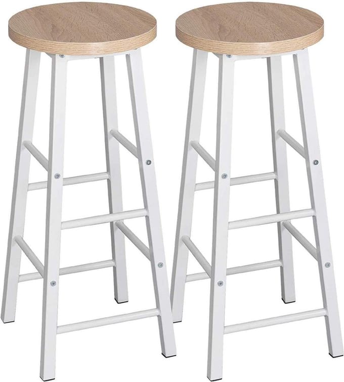 Hoge Barkrukken - Zithoogte 71cm - Eiken - Zonder rugleuning - Set van 2