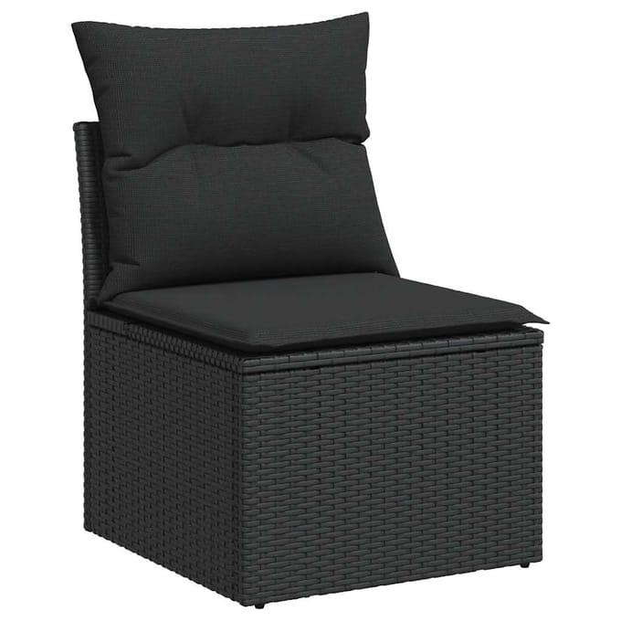 vidaXL - 8-delige - Loungeset - met - kussens - poly - rattan - zwart