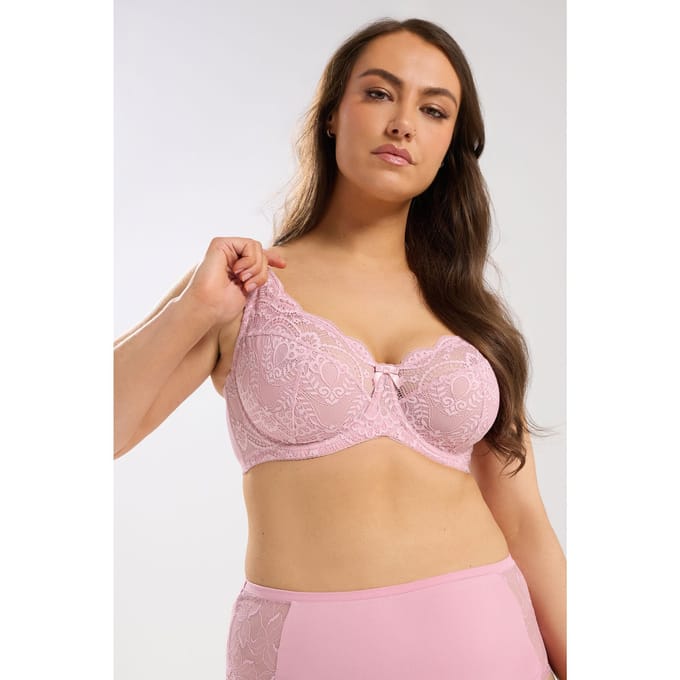 Yours Roze Ongevulde Bh Met Beugel En Gekrulde Kant Size 100E