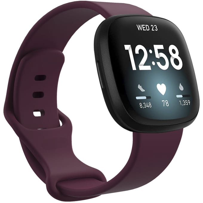 Siliconen bandje - Geschikt voor Fitbit Sense/ Versa 3/ Versa 4/ Sense 2 - Donkerrood