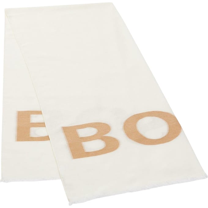 Boss Langwerpige uniseks sjaal met logo (Wit)