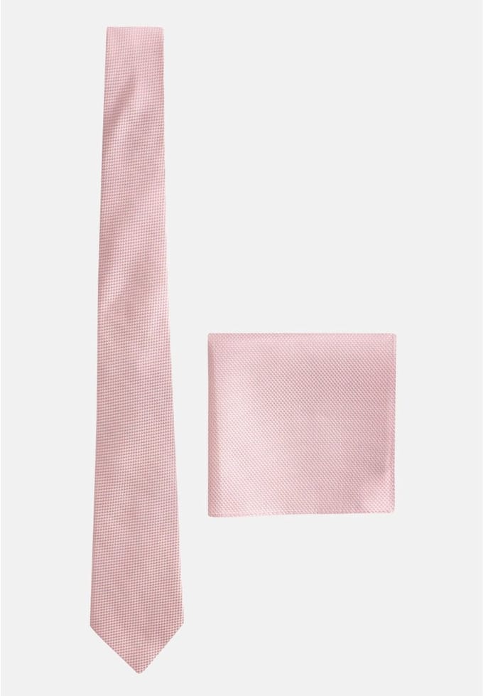 Next - Heren - Set met textuurrijke stropdas en pochet - Roze