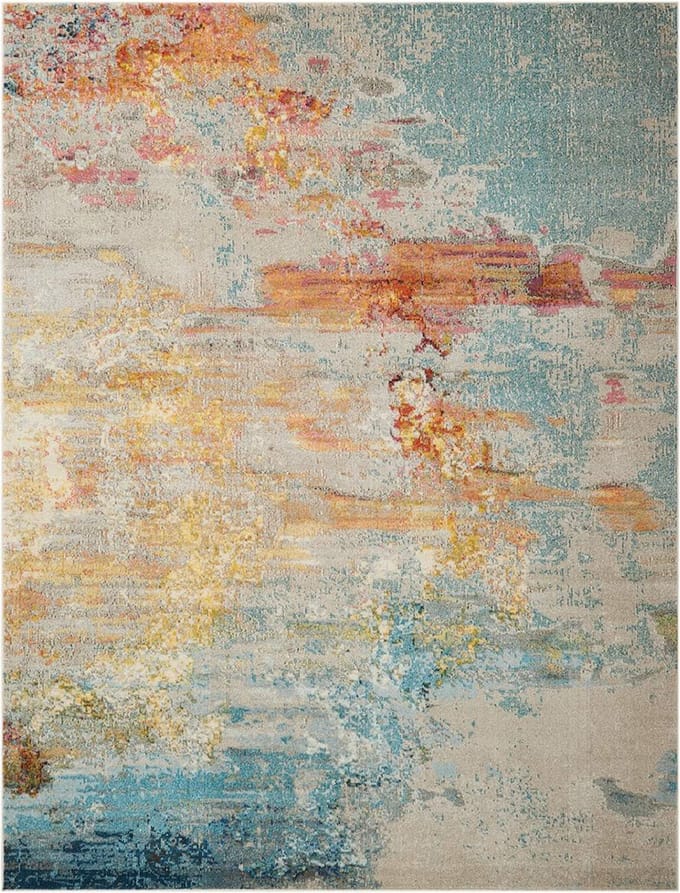 Nourison Celestial Vloerkleed - 160 x 221 cm - Veelkleurig - Rechthoekig, Loper - Polypropylene - Eetkamer, Woonkamer - Abstract - Design, Eclectisch, Modern