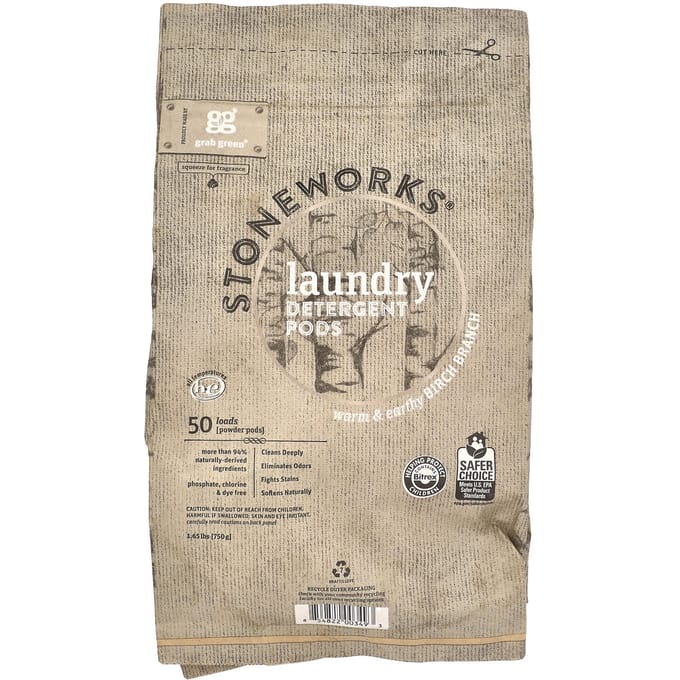 Stoneworks®, Wasmiddel Pods, Berkentak, 50 Wasbeurten, 750G (1,65 pond) beige