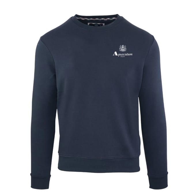 Aquascutum Heren Crew Neck Regular Sweatshirt (Marine)