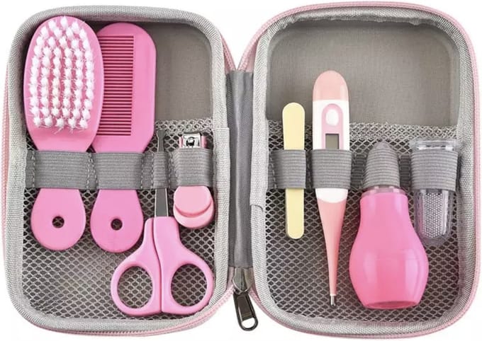 baby verzorgingsset - baby manicureset - 9 delig - babyshowergift - roze