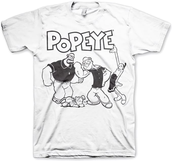 Popeye Heren Tshirt -L- Group Wit